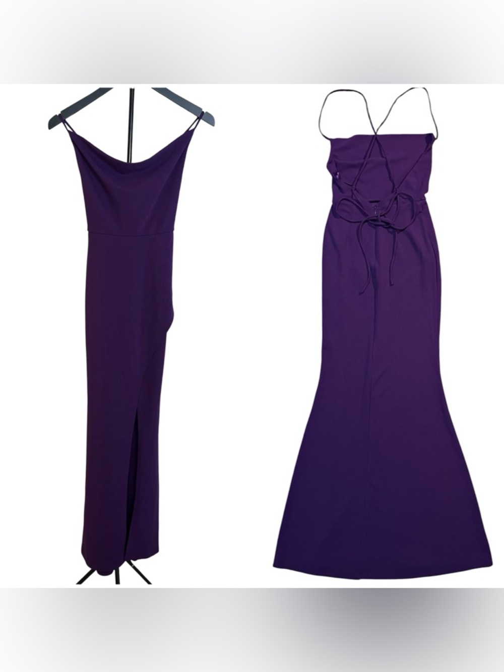 Beautiful Women’s Purple Spaghetti Straps Thigh-High Slit Maxi Dress! Size XS.